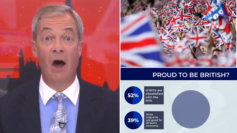 Nigel Farage and Union Jack flags