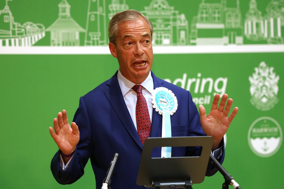 Nigel Farage celebrating victory in Clacton