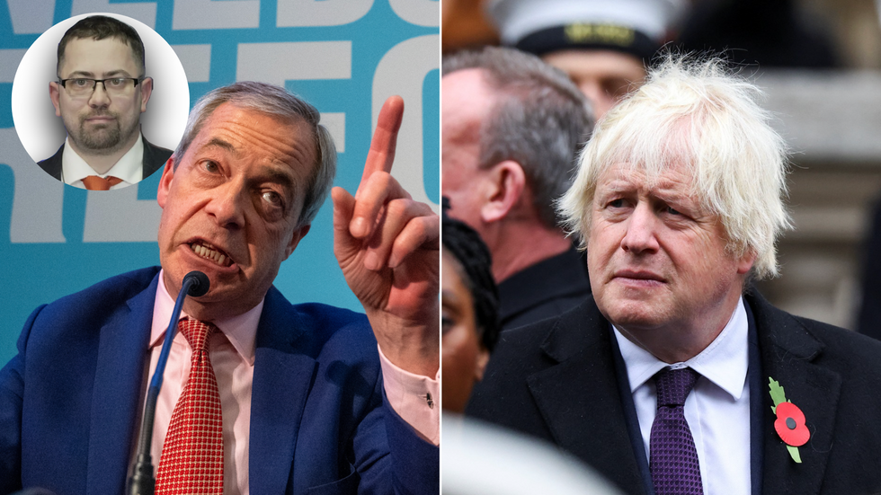 Nigel Farage (left), Boris Johnson (right)