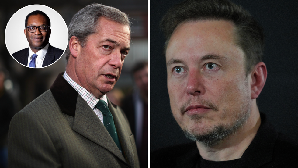 Nigel Farage (left), Elon Musk (right)