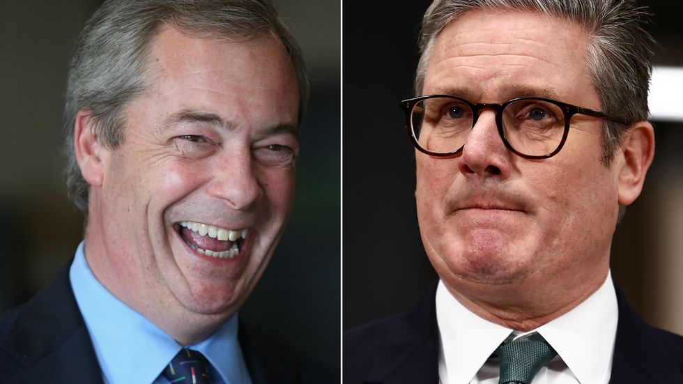 Nigel Farage (left), Keir Starmer (right)