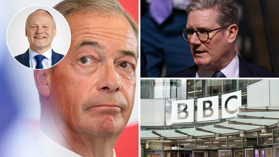 Nigel Farage (left), Keir Starmer (top right), BBC (bottom right)