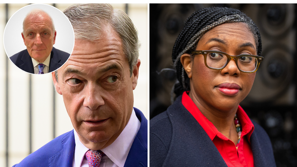 Nigel Farage (left), Kemi Badenoch (right)