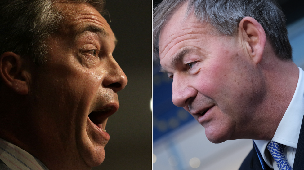 Nigel Farage (left), Rupert Lowe (right)