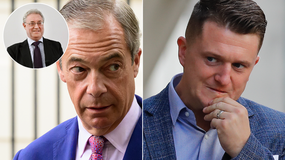 Nigel Farage (left), Tommy Robinson (right)