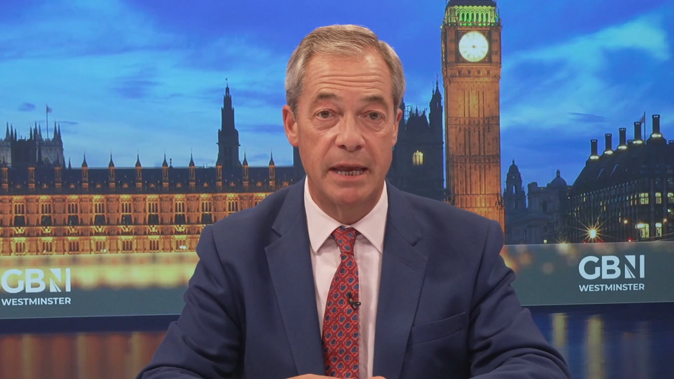 Nigel Farage presenting on GB News