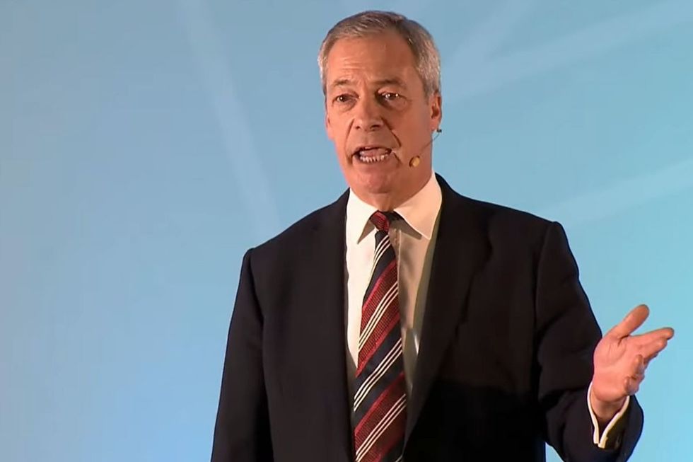 Nigel Farage speaking at Chelmsford City Racecourse