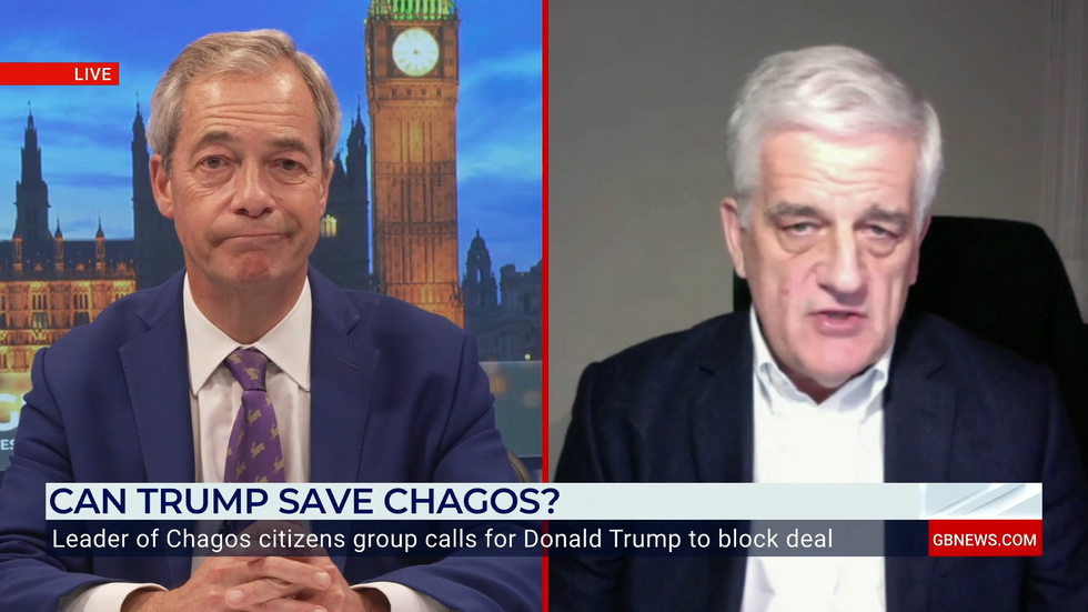 Nigel Farage talking to Chris Parry about the Chagos deal