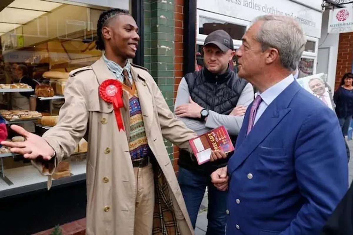 Nigel Farage with Labour candidate Jovan Owusu-Nepaul