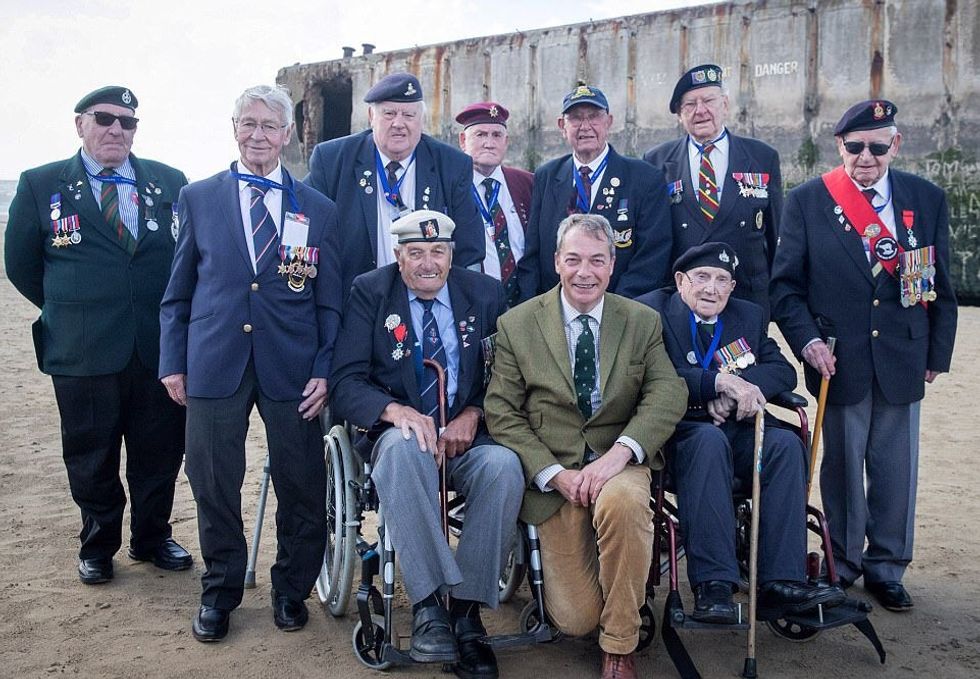 Nigel Farage with veterans to mark D-Day