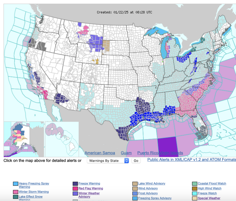 NOAA map shows deep freeze over US