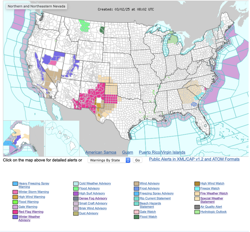 NOAA wildfire warnings in force