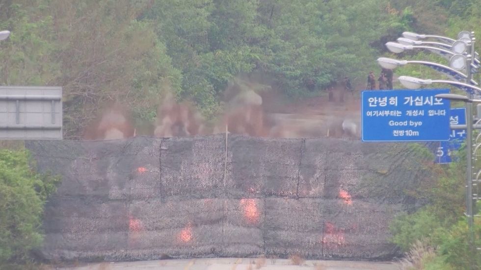 North-South Korea road explosion