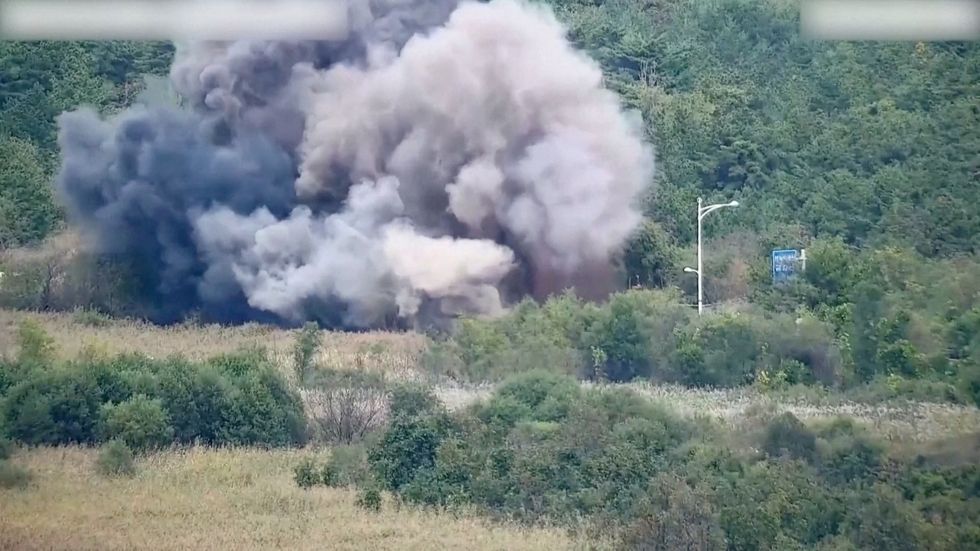 North-South Korea road explosion