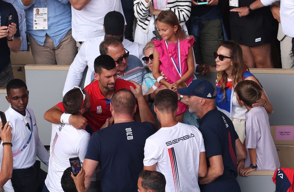 Novak Djokovic went into the stands to celebrate with his family