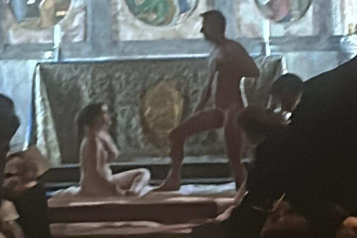 Cambridge college accused of ‘desecrating sacred chapel’ as nude models pose ‘spread eagle’ on altar for art