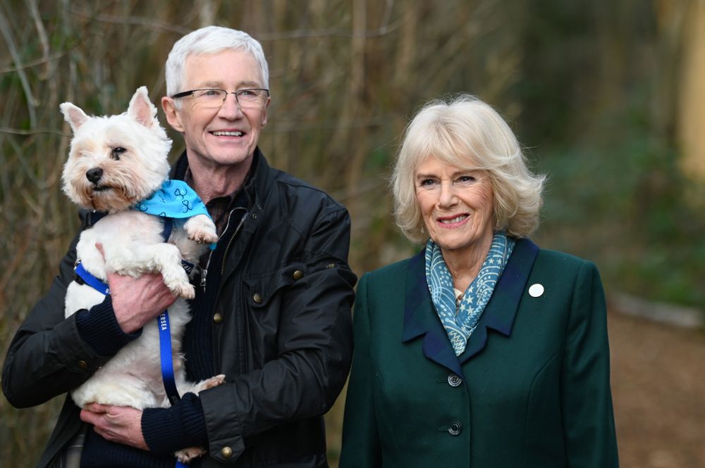 O'Grady and the then Duchess of Cornwall at Battersea Cats and Dogs Home