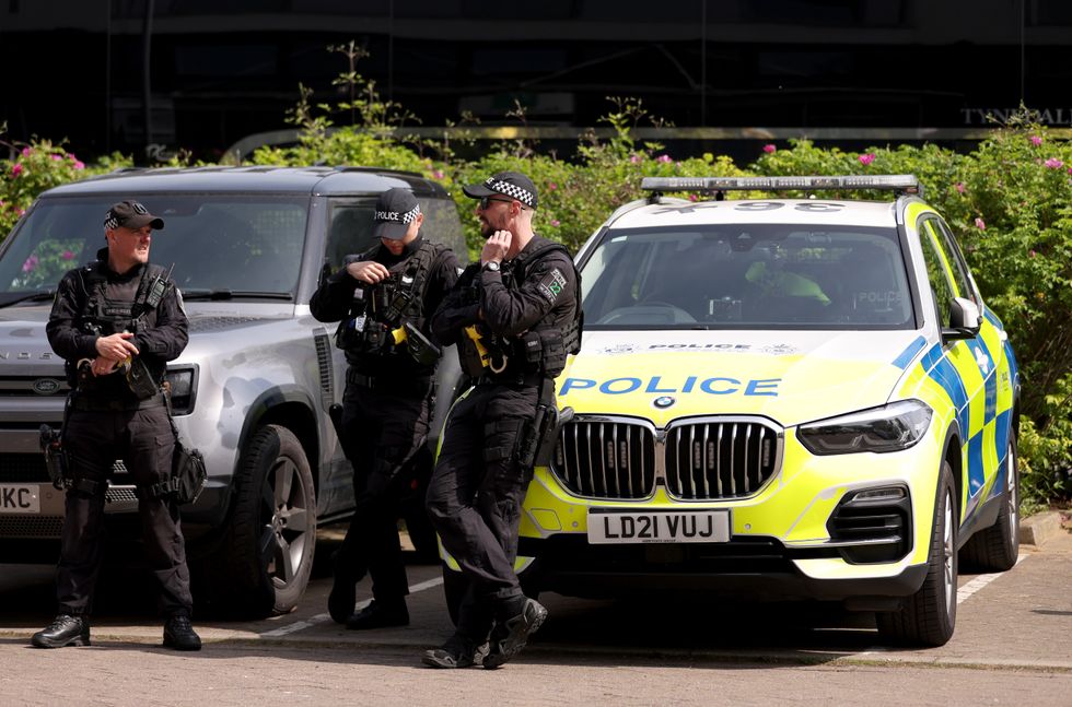 Officers outside Carrow Road stadium