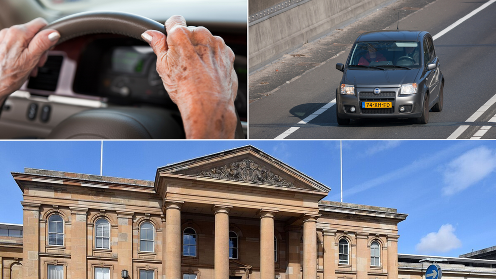 Old hands driving/Fiat Panda/Dundee Sherriff Court