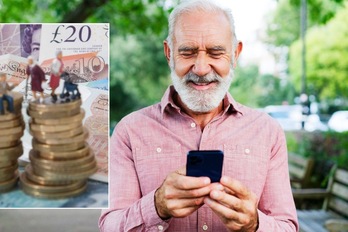 Older man on phone and money 
