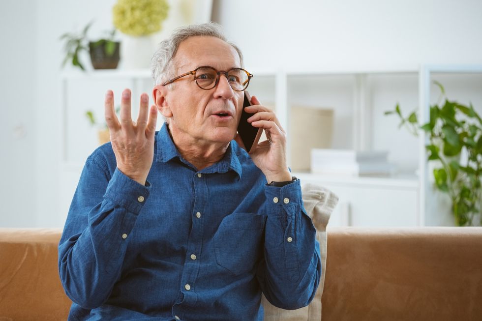 Older man on phone