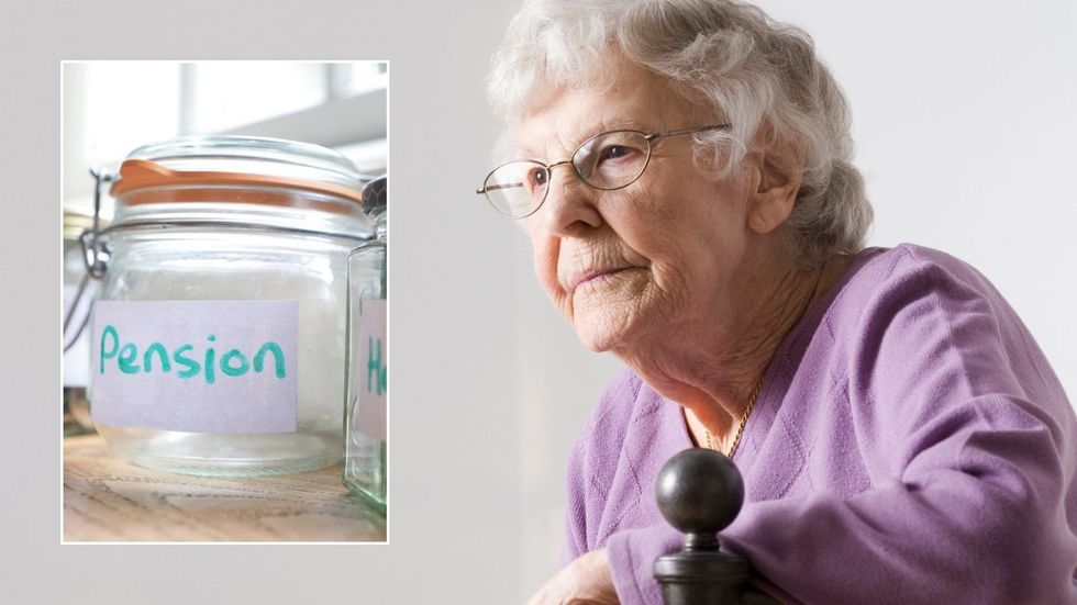 Older woman and empty pension pot