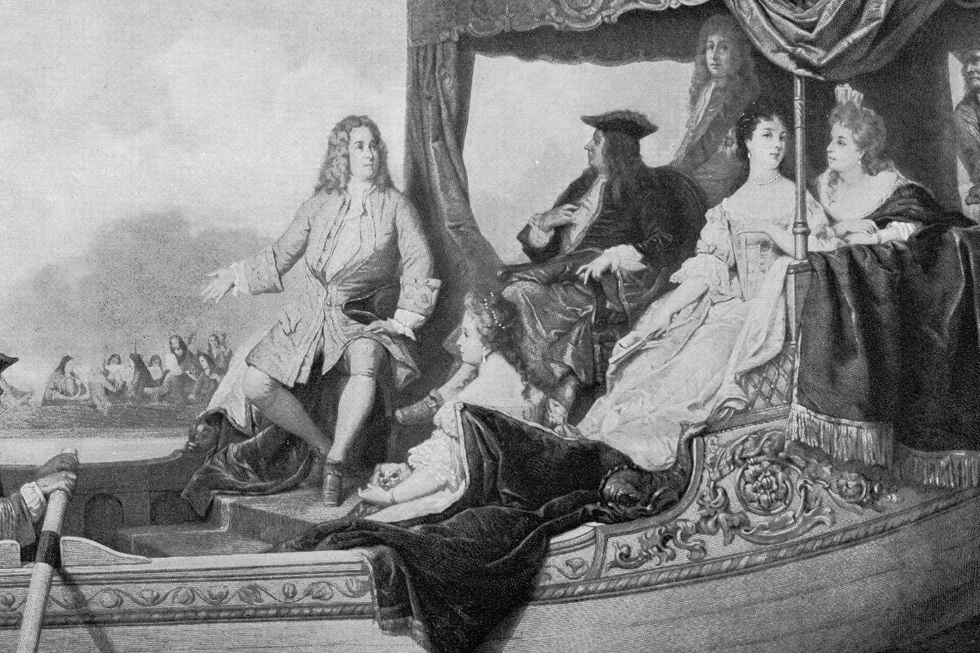 Painting depicting George I listening to a concert performed by Handwel