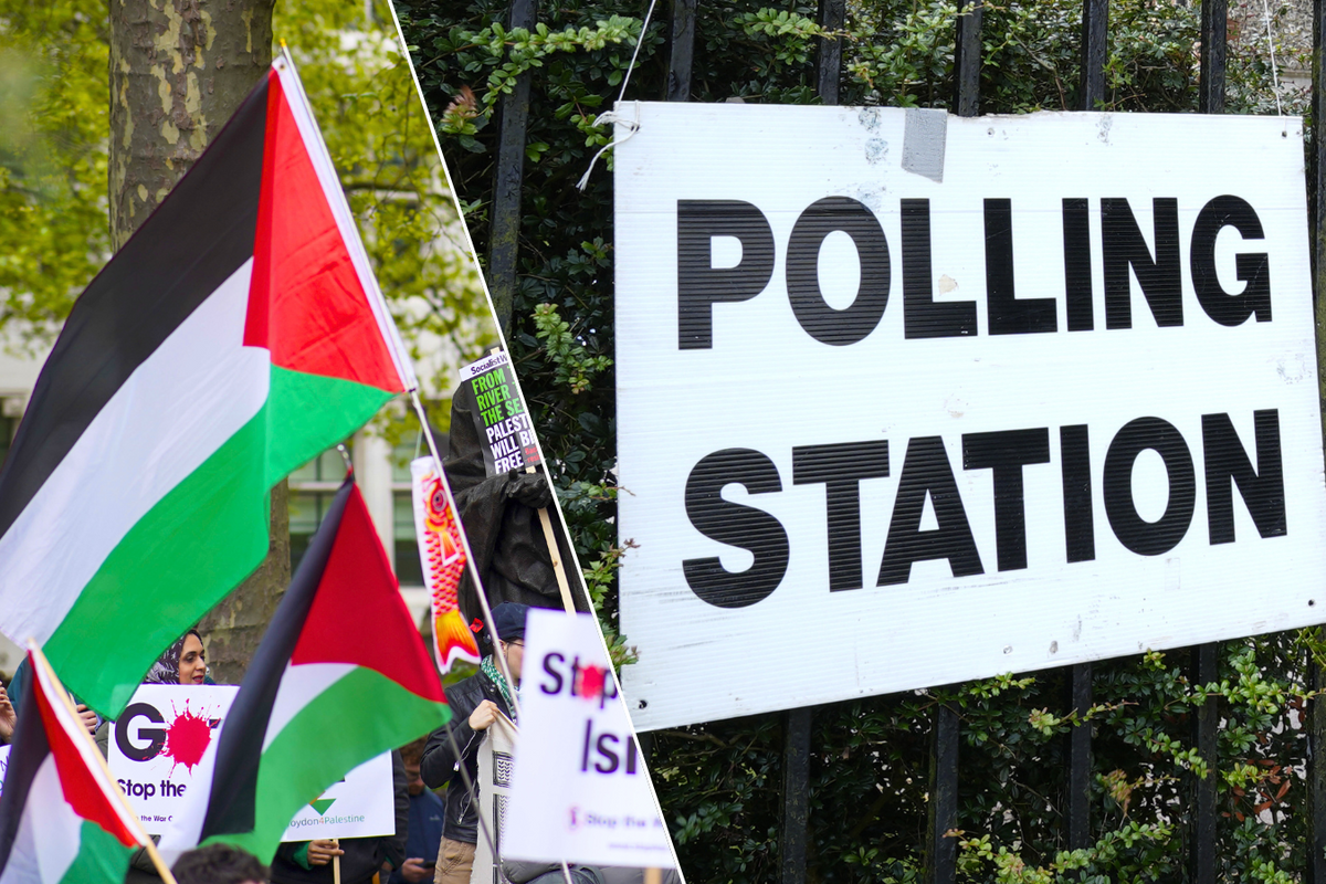 Palestinian flag/polling station