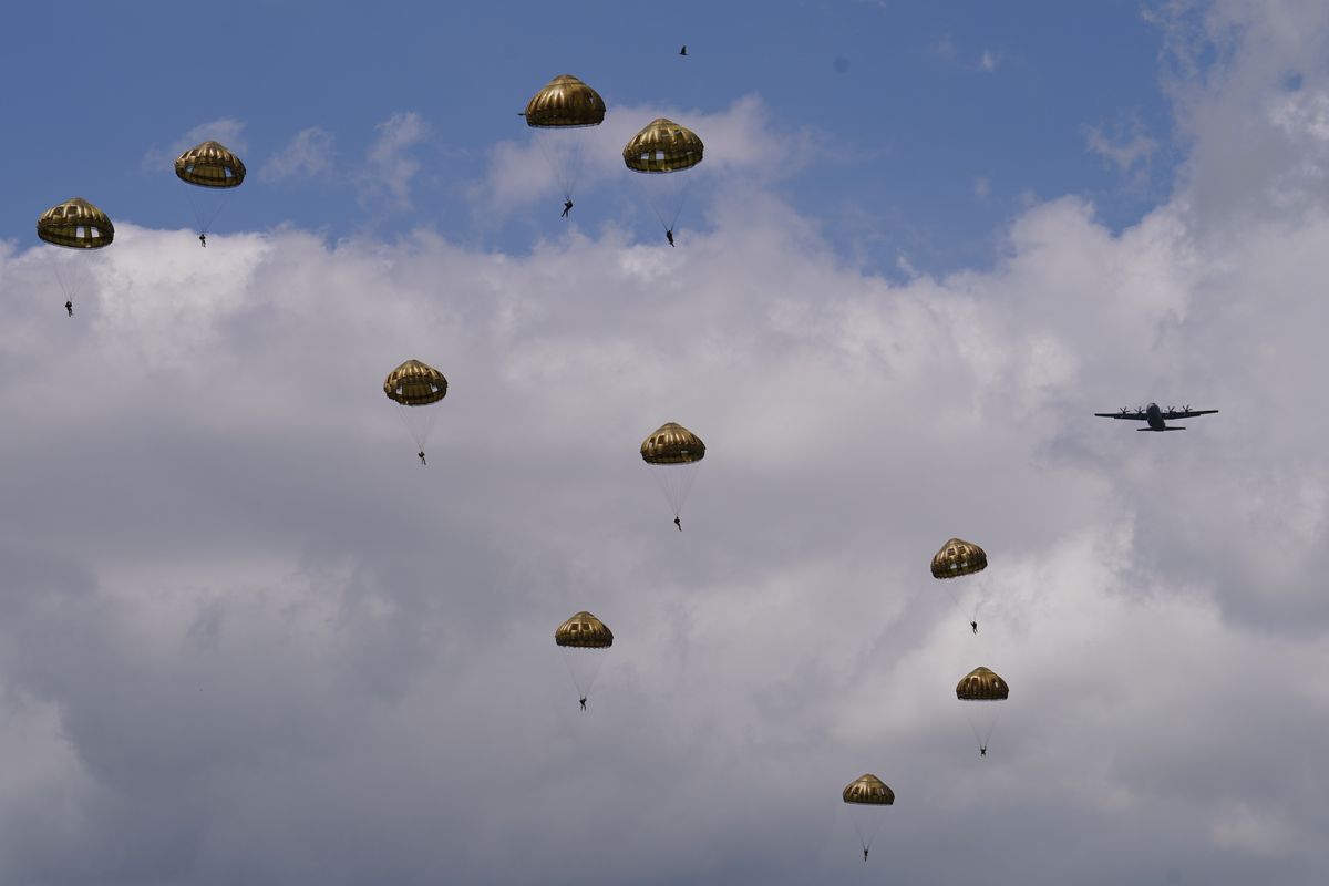 Paratroopers landing in Normandy
