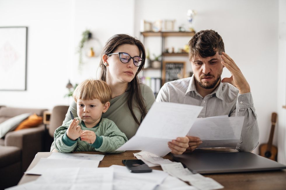 Parents stressed looking at bills