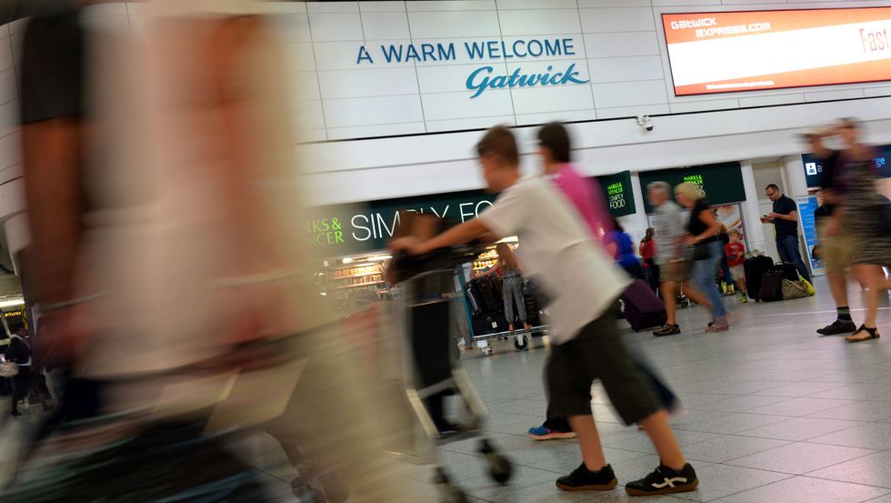 Passengers at Gatwick airport, London