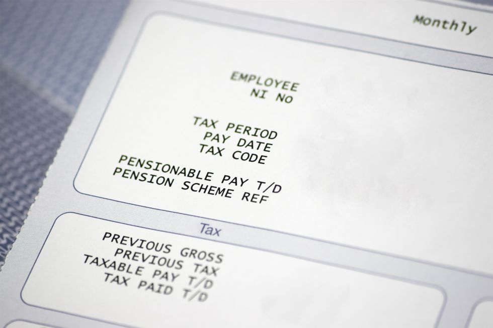 Payslip shows tax code details