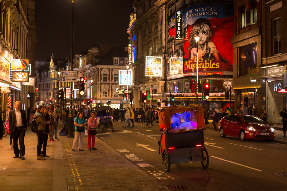 Pedicab driving through London