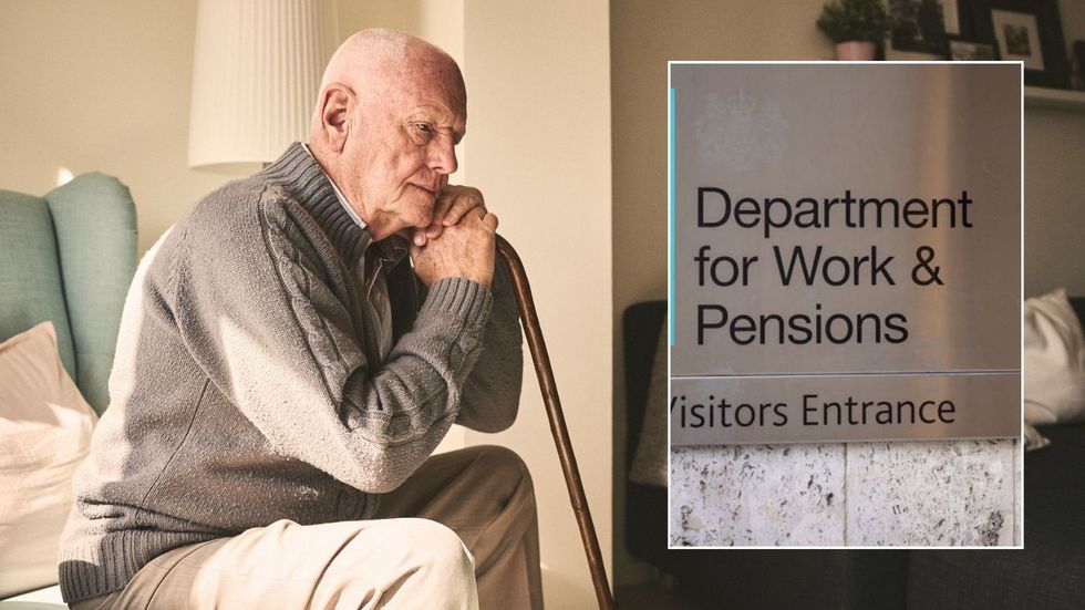 Pensioner and DWP sign