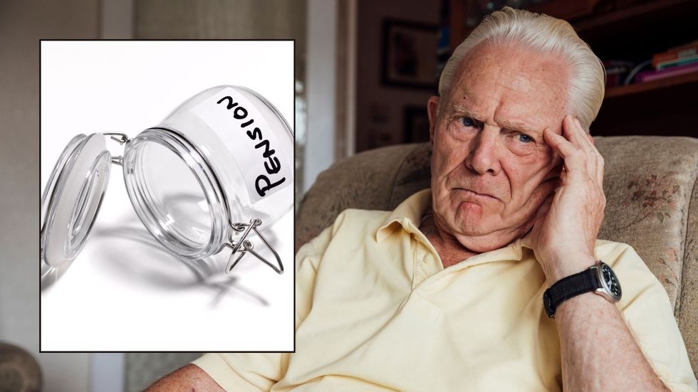 Pensioner worried and empty pension pot 