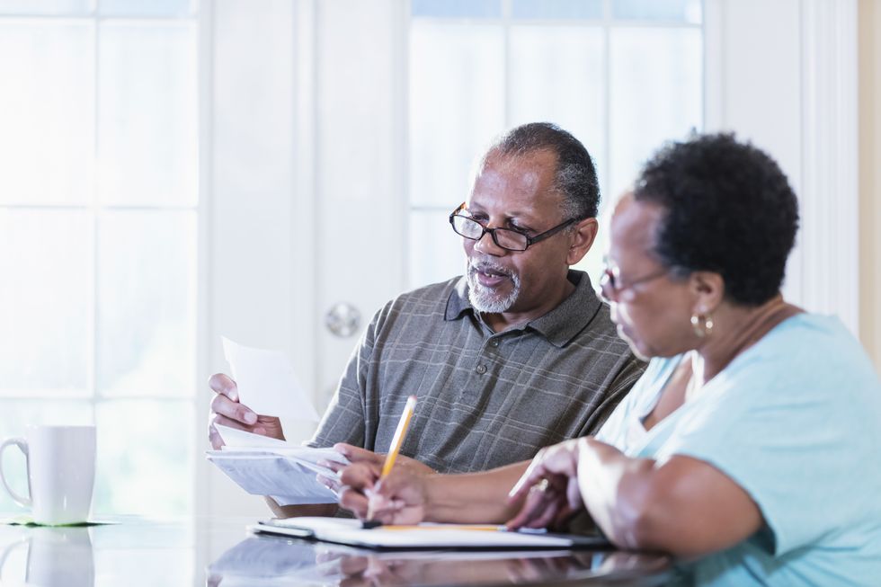 Pensioners look at statements