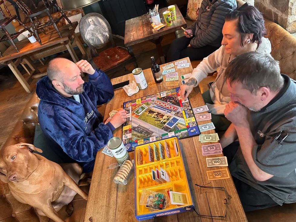 People inside played board games to pass the time