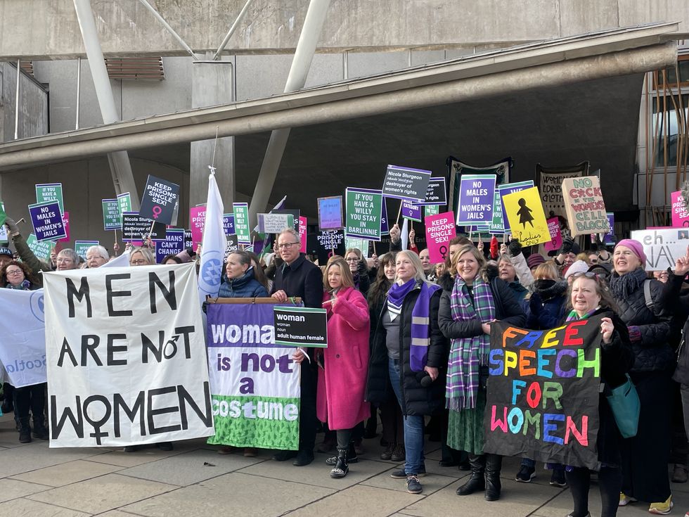 People protesting in Scotland