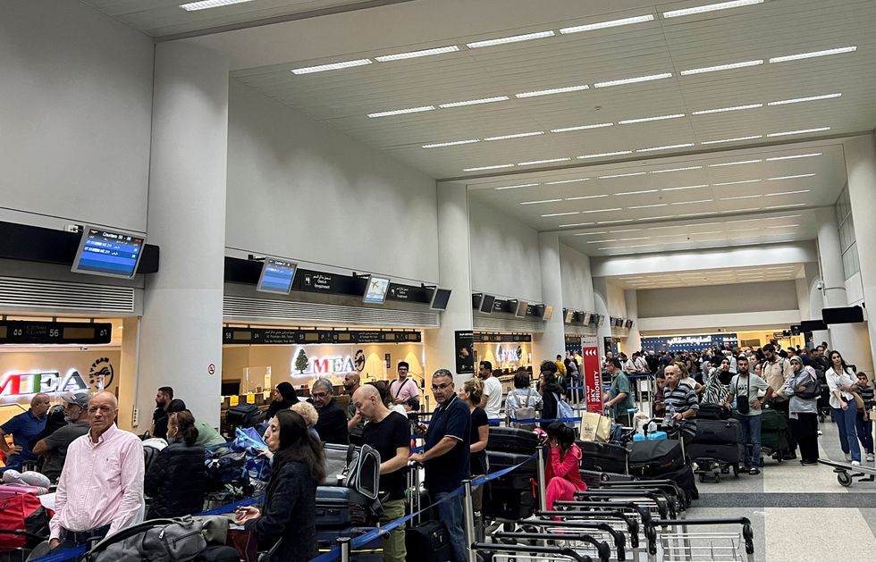 People queuing at Lebanon airport