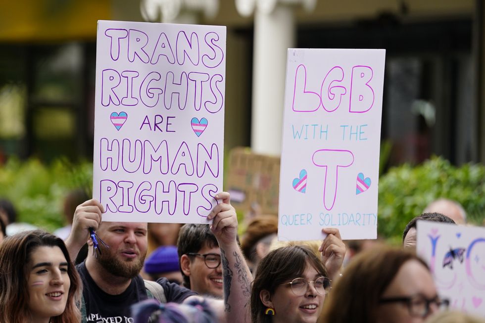 People take part in a Trans Pride protest march in Brightonu200b