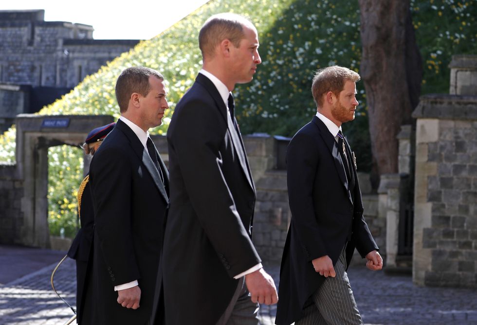 Peter Phillips, Prince William, and Prince Harry