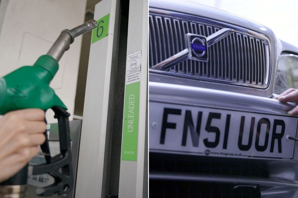 Petrol pump and a number plate