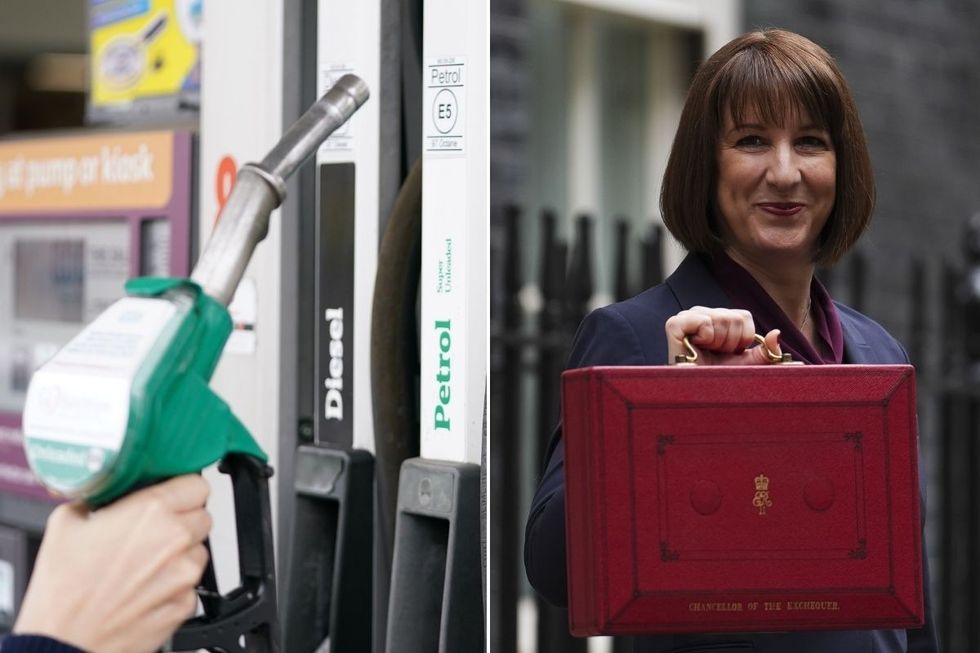 Petrol pump and Chancellor Rachel Reeves with the Budget