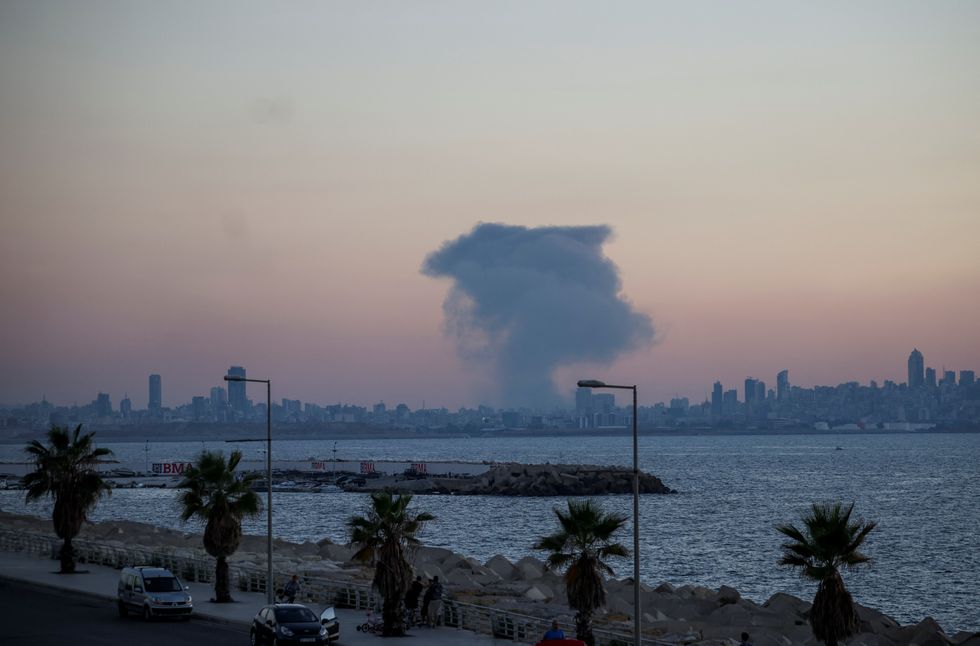 Plume of smoke rises in Beirut