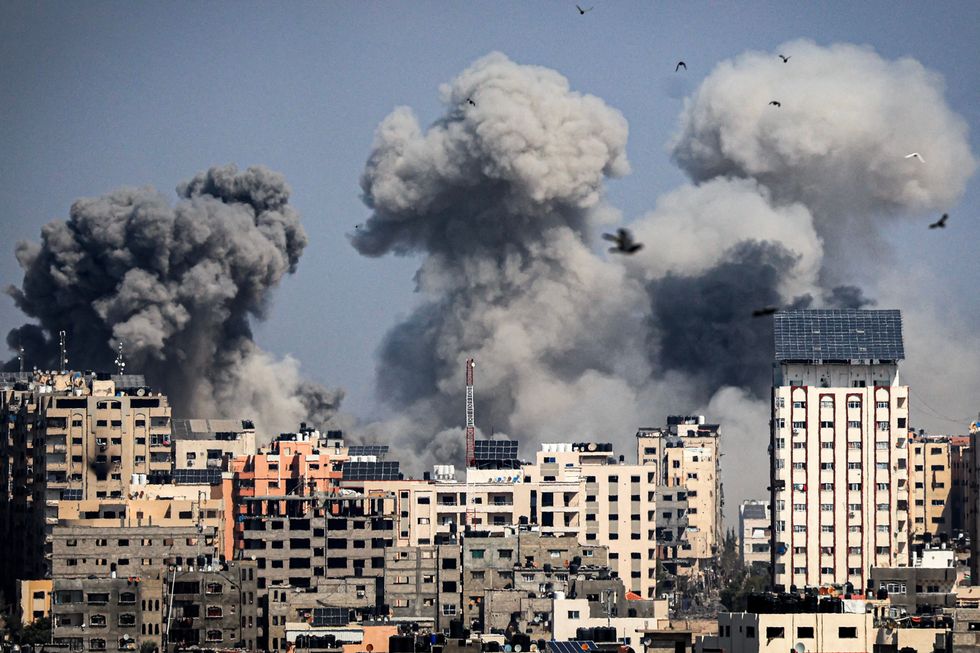 Plumes of smoke above Gaza