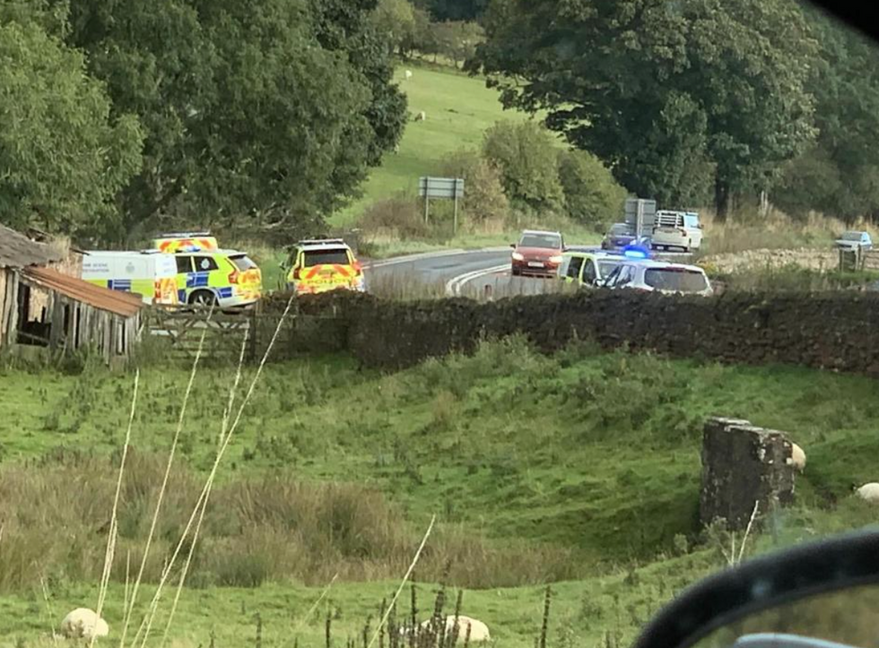 Police at a farm in the Warcop area of Cumbria