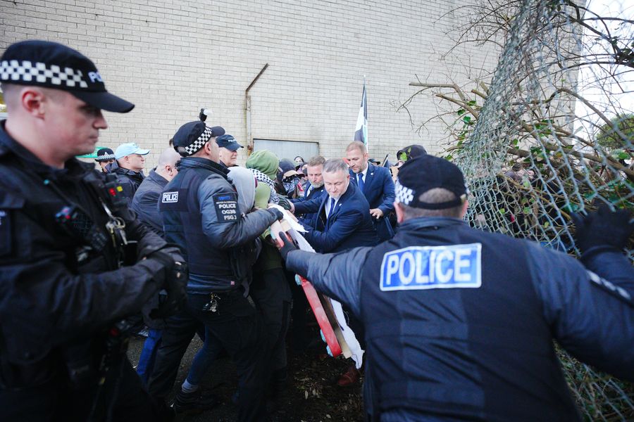 Police clashed with protesters in Cornwall