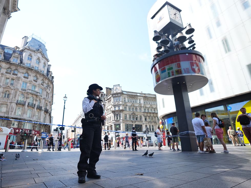 Police officer at scene of stabbing in Leicester Square