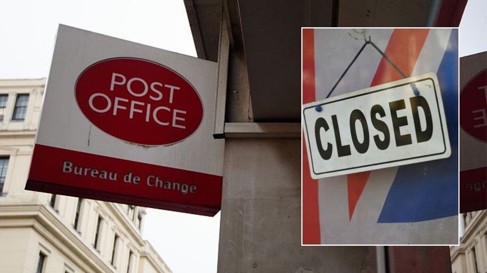 Post Office branch and closed sign