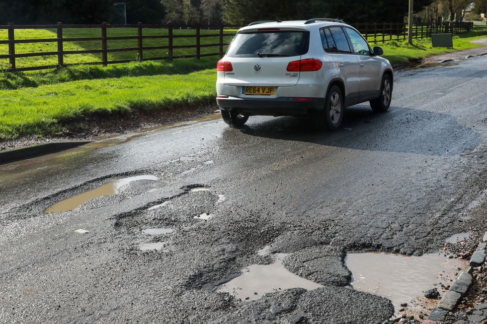 Potholes on road